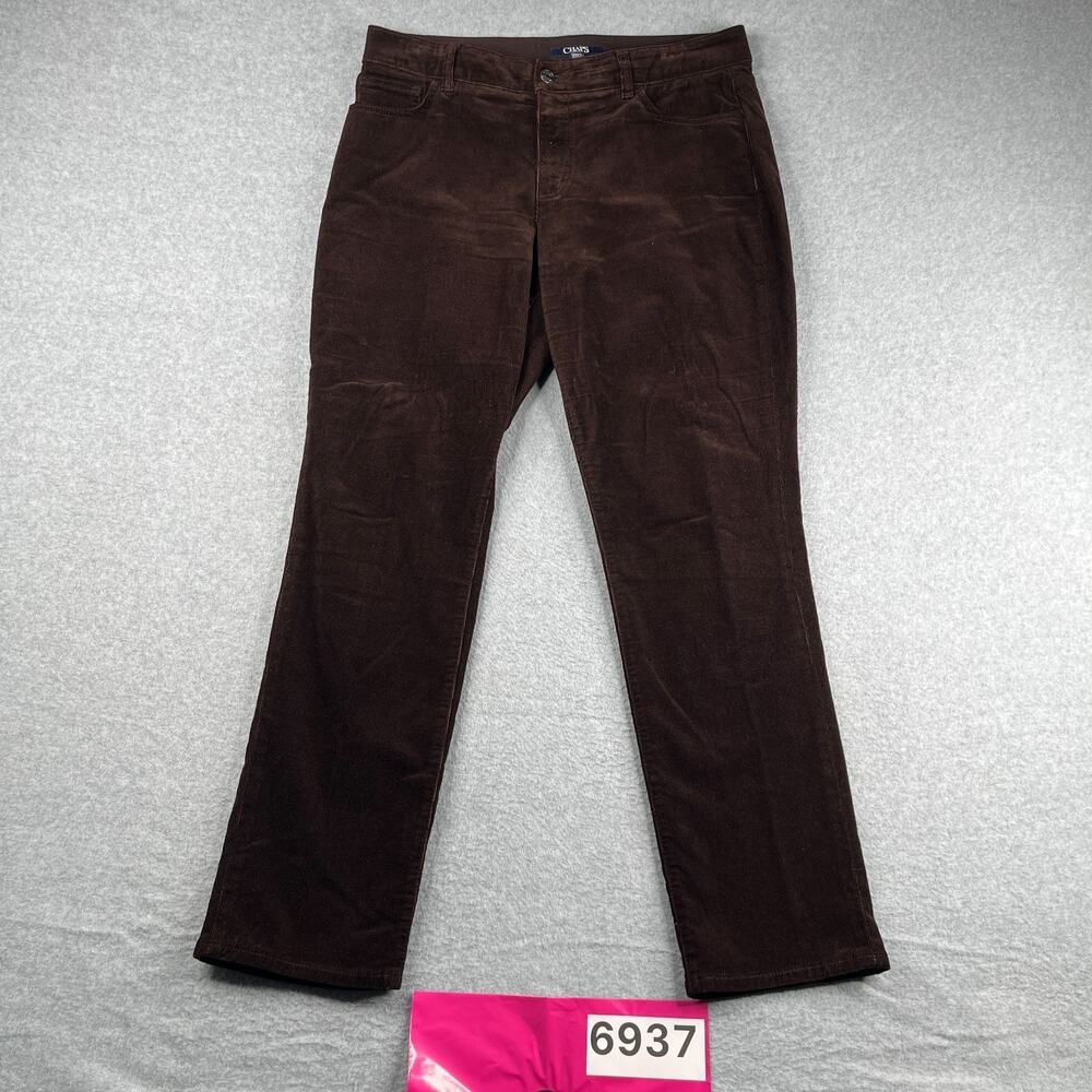Chaps Corduroy Pants Womens Size 14 Brown Stretch Waist